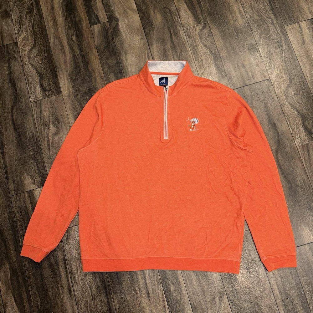 Johnnie-O 1/4 Zip Fleece Sweatshirt Clemons Fighting Tiger Mens XL Orange